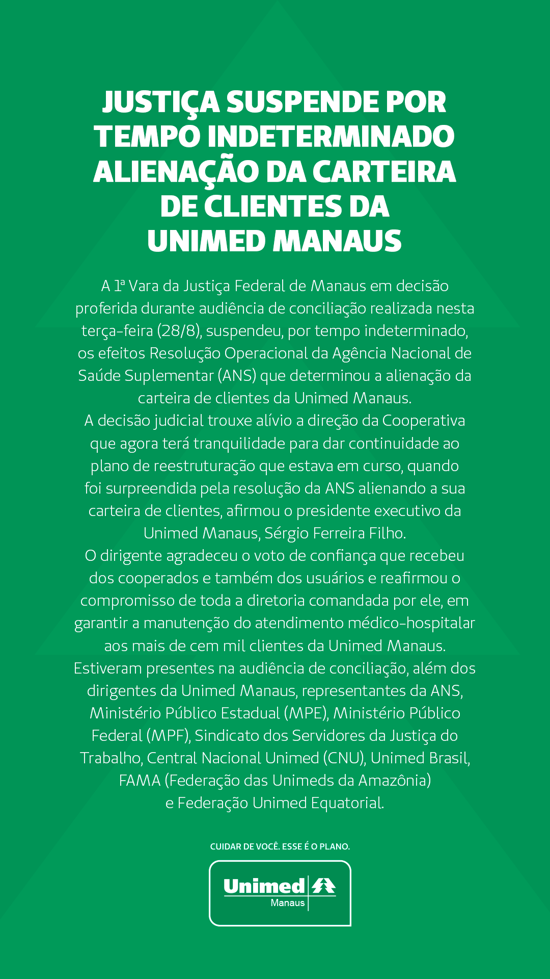 Justica suspende alienação da carteira - Notícias - Unimed Manaus