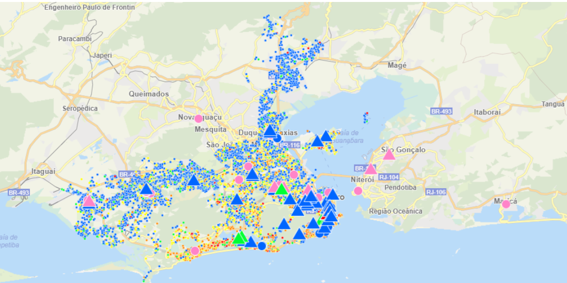 Mapa da rede credenciada nas cidades do Rio de Janeiro e Duque de Caxias